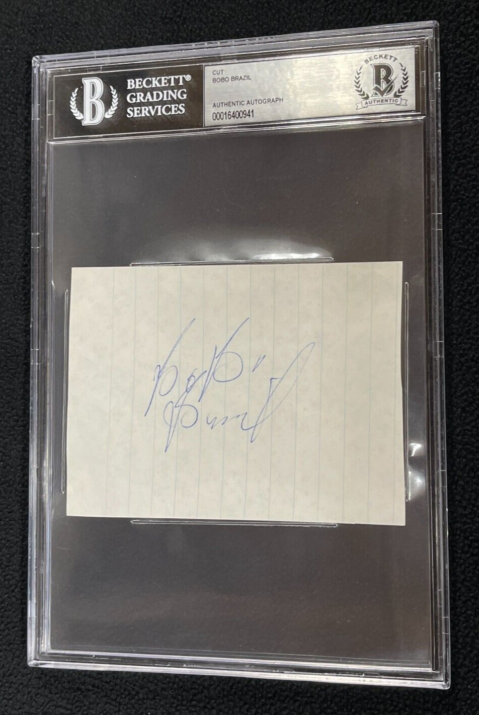 Bobo Brazil Signed WWE Wrestling Great 3x5 Cut Autograph Beckett Certified