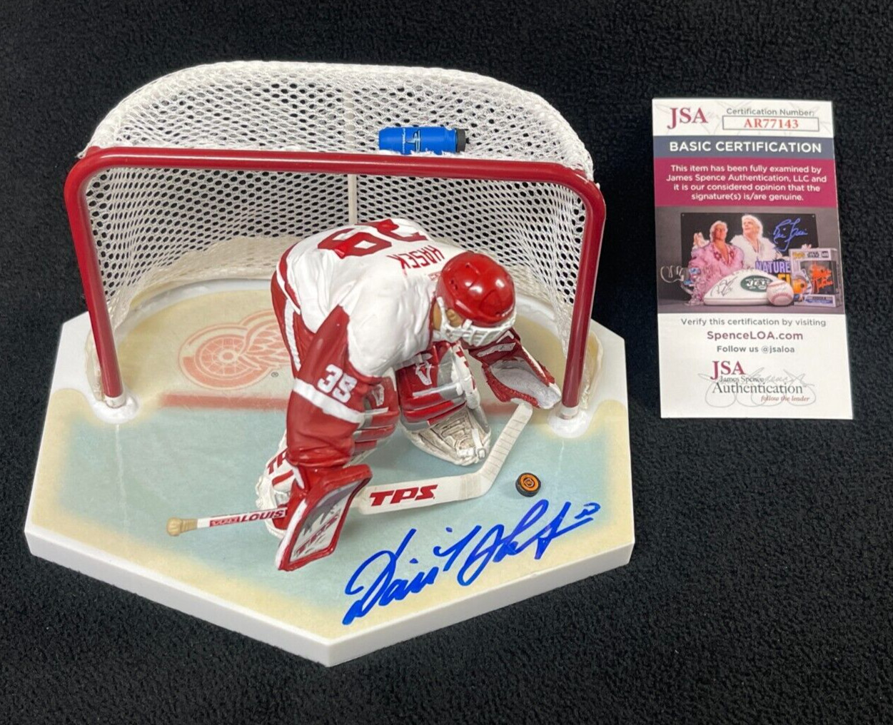 Dominik Hasek Full Name Signed Detroit Red Wings White McFarlane Figure JSA COA