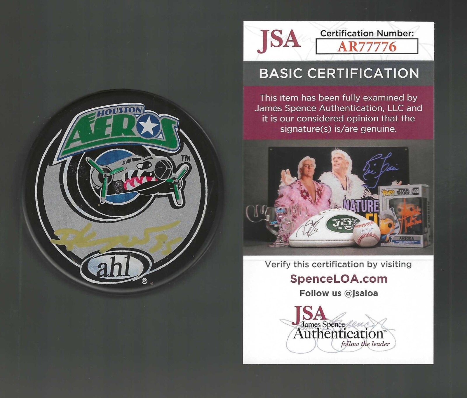 Darcy Kuemper Signed Houston Aeros Puck Washington Capitals JSA COA