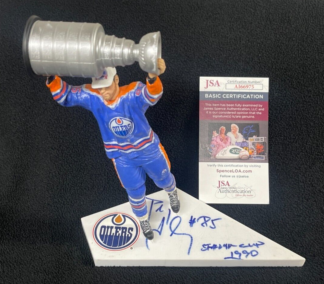 Petr Klima Signed Edmonton Oilers Custom McFarlane Stanley Cup Figure JSA COA
