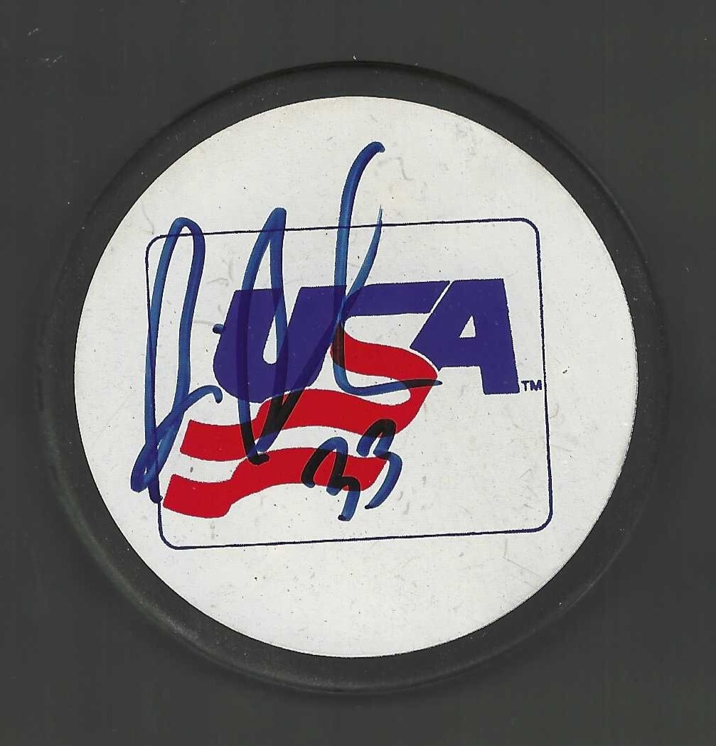 Brian Boucher Signed USA Souvenir Puck Philadelphia Flyers