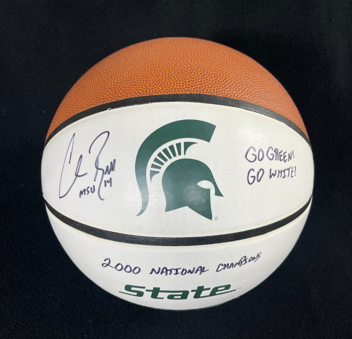 Charlie Bell Signed Triple Inscribed Michigan State Spartans Baden Basketball