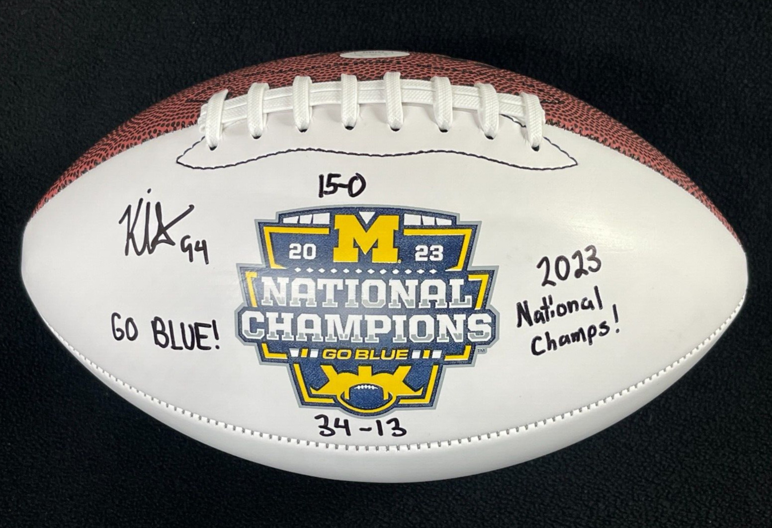 Kris Jenkins Signed Inscribed Michigan Wolverines National Champions Football
