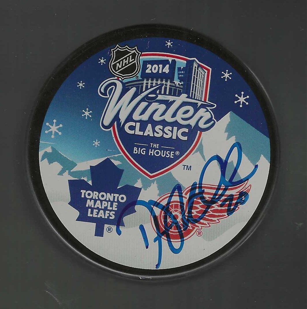 Drew Miller Signed Detroit Red Wings 2014 Winter Classic Matchup Puck