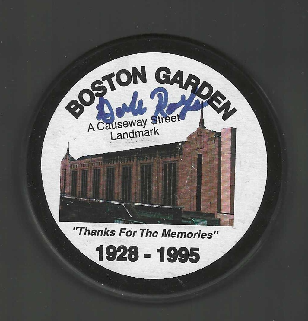 Dale Rolfe Signed Boston Bruins Boston Garden Stadium Puck Beckett COA