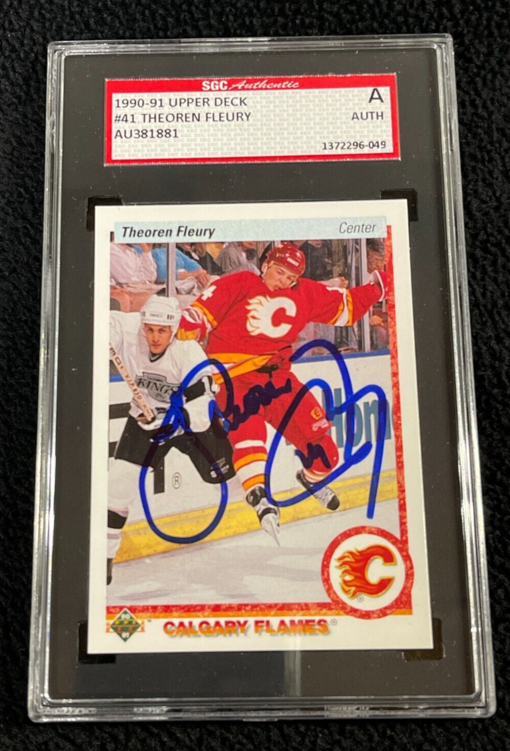 Theo Fleury Signed 1990/91 Upper Deck Card #47 SGC Certified Calgary Flames