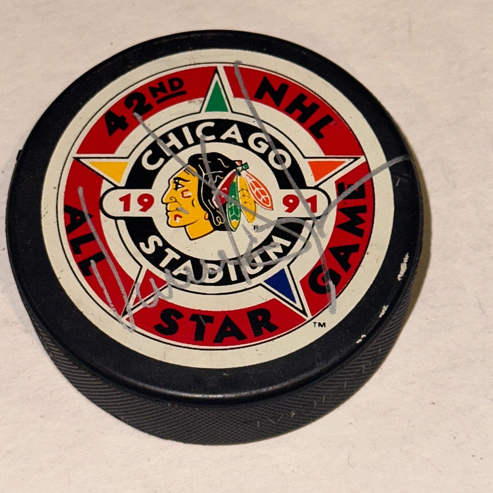 VINCENT DAMPHOUSSE Signed 1991 ALL-STAR Puck Beckett Authenticated (BAS)
