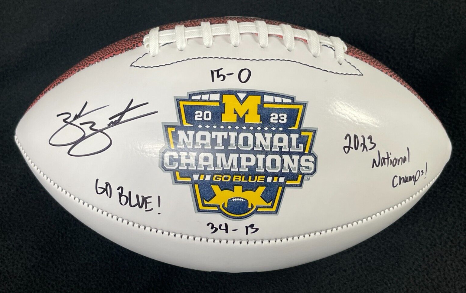 ZAK ZINTER SIGNED INSCRIBED MICHIGAN WOLVERINES NATIONAL CHAMPIONS FOOTBALL COLLECTIBLE MEMORABILIA