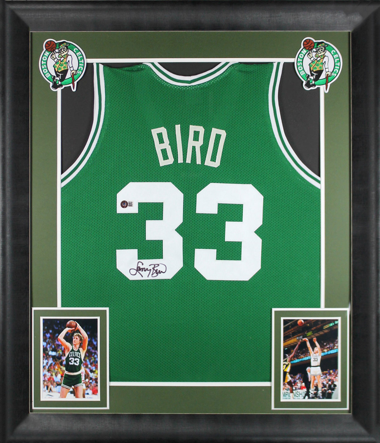 Larry Bird Authentic Signed Green Pro Style Framed Jersey Autographed BAS