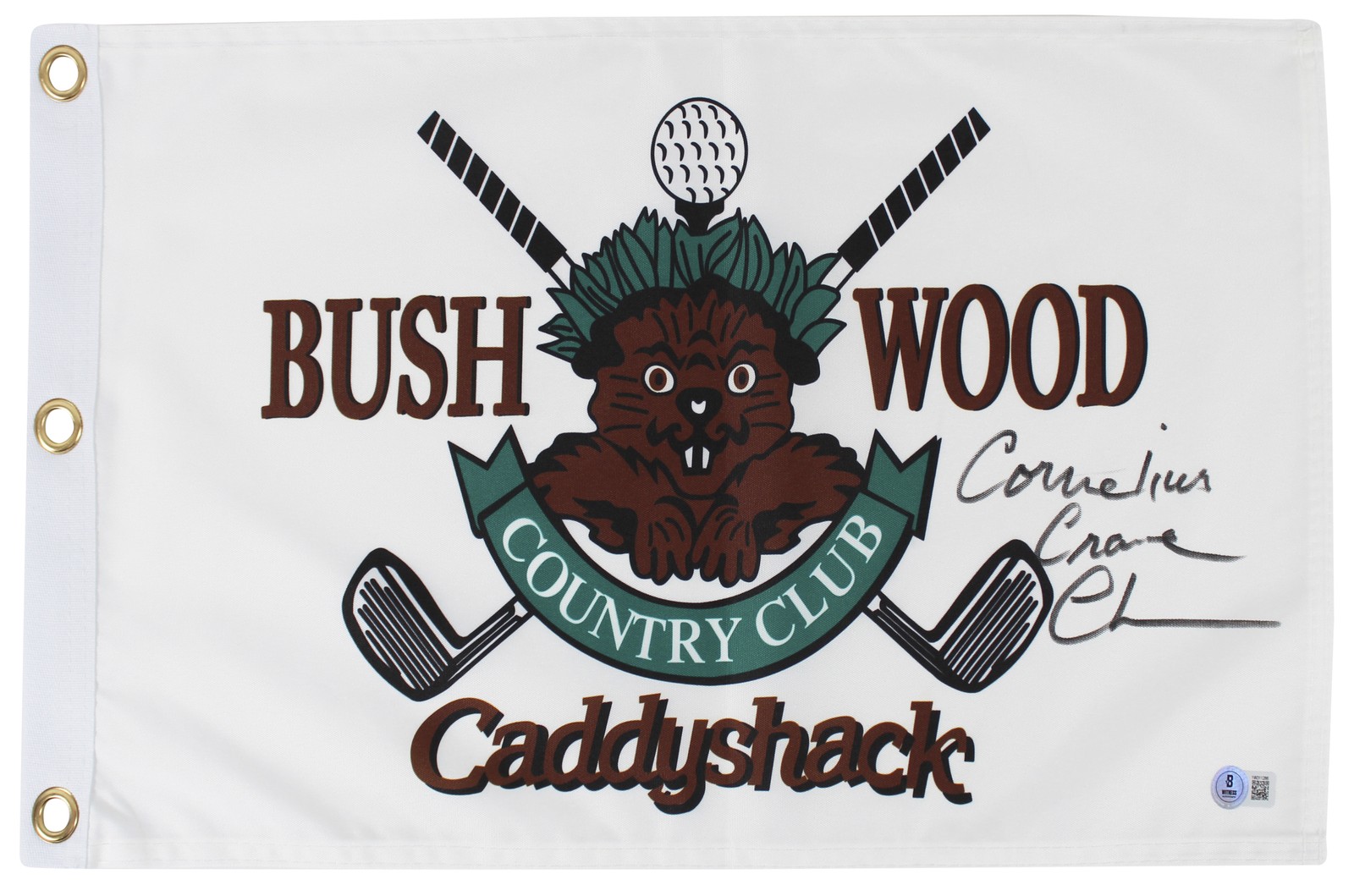 Chevy Chase Caddyshack Signed Bushwood Country Club Flag BAS Witnessed #1W311286