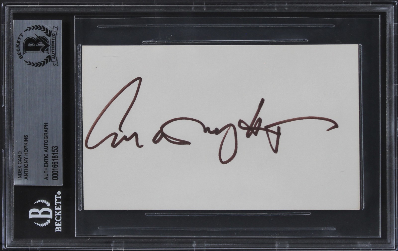 Anthony Hopkins The Silence of the Lambs Signed 3x5 Index Card BAS Slabbed