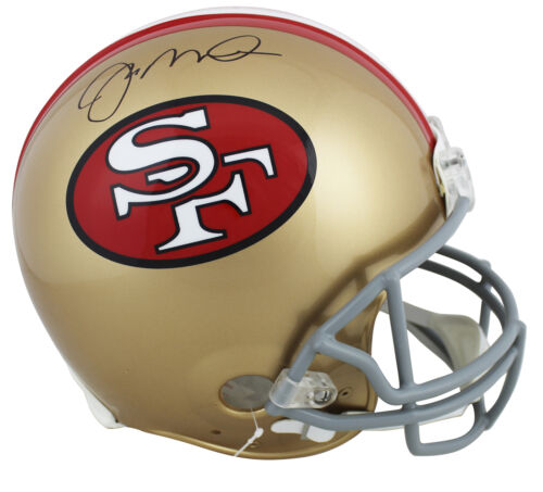 49ERS JOE MONTANA SIGNED THROWBACK 64-95 FULL SIZE PROLINE HELMET JSA WITNESS COLLECTIBLE MEMORABILIA