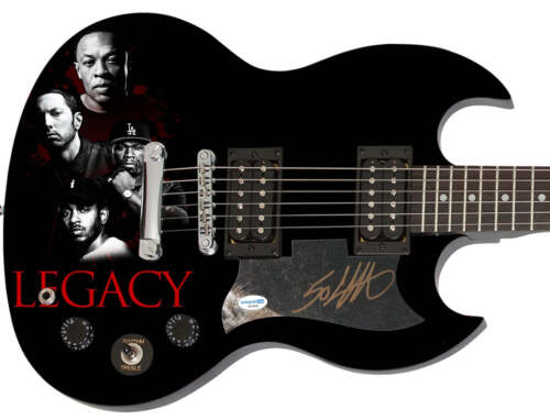 50 CENT AUTOGRAPHED SIGNED CUSTOM 1/1 GRAPHICS GUITAR EMINEM DR. DRE COLLECTIBLE MEMORABILIA