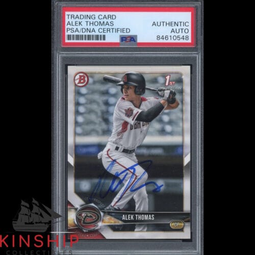 Alek Thomas signed 2018 Bowman Draft Trading Card PSA DNA Slabbed Auto C2675