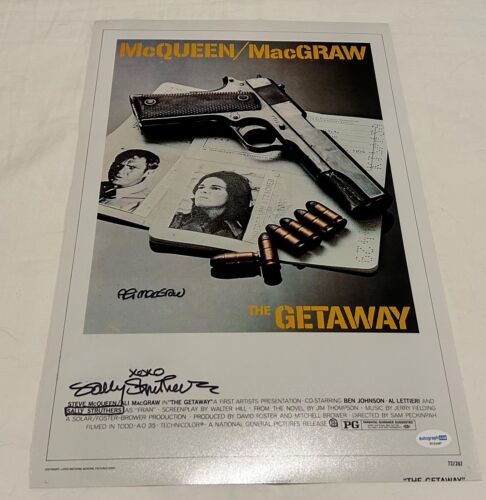 ALI MACGRAW & SALLY STRUTHERS SIGNED THE GETAWAY 12X18 MOVIE POSTER ACOA COLLECTIBLE MEMORABILIA