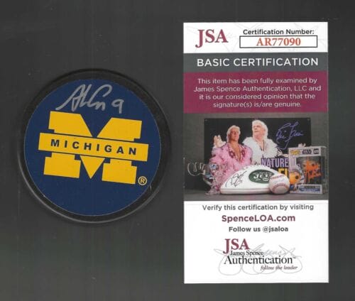 ANDREW COPP SIGNED IN SILVER MICHIGAN WOLVERINES PUCK JSA COA DETROIT RED WINGS COLLECTIBLE MEMORABILIA