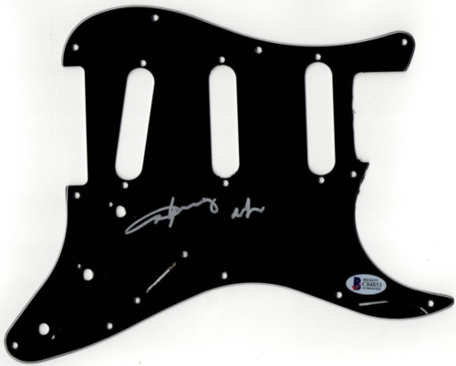 ANGUS YOUNG AC/DC SIGNED STRATOCASTER PICKGUARD GUITAR AUTOGRAPH BECKETT COLLECTIBLE MEMORABILIA