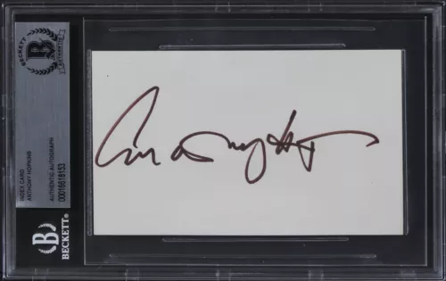 ANTHONY HOPKINS THE SILENCE OF THE LAMBS SIGNED 3×5 INDEX CARD BAS SLABBED COLLECTIBLE MEMORABILIA