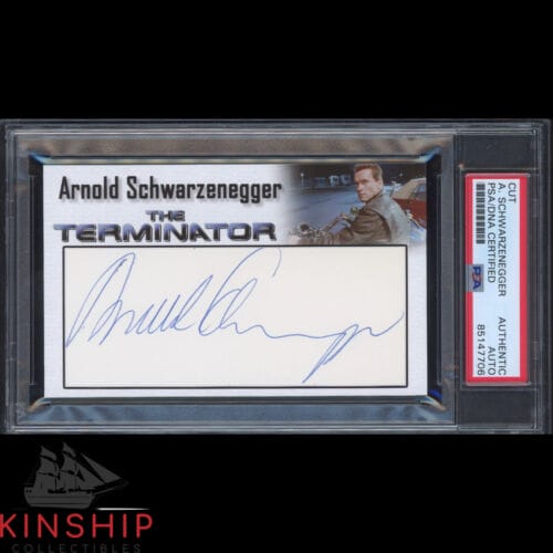 Arnold Schwarzenegger signed 3x5 Custom Card Cut PSA DNA Slab Actor Auto C2646