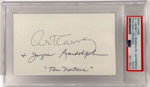 ART CARNEY J RANDOLPH SIGNED AUTO INDEX CARD SLABBED ENCAPSULATED PSA COLLECTIBLE MEMORABILIA
