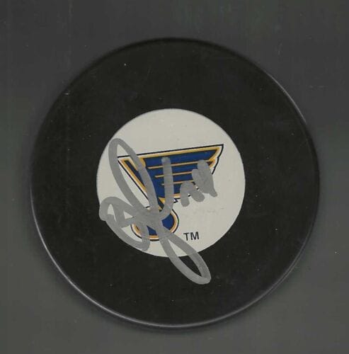 B.J. CROMBEEN SIGNED ST. LOUIS BLUES PUCK COLLECTIBLE MEMORABILIA