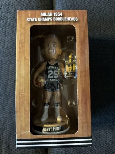 BOBBY PLUMP SIGNED BOBBLEHEAD 1954 MILAN INDIANS “HOOSIERS” MOVIE INSPIRATION A COLLECTIBLE MEMORABILIA