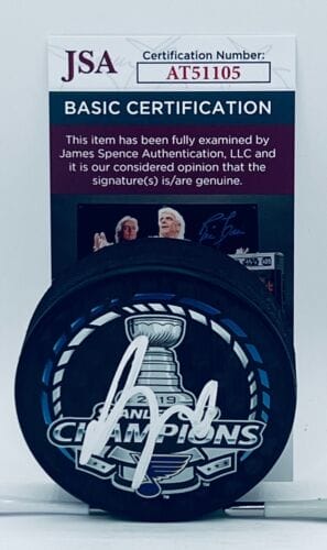 Brayden Schenn signed St. Louis Blues 2019 Stanley Cup Champs Puck JSA ...