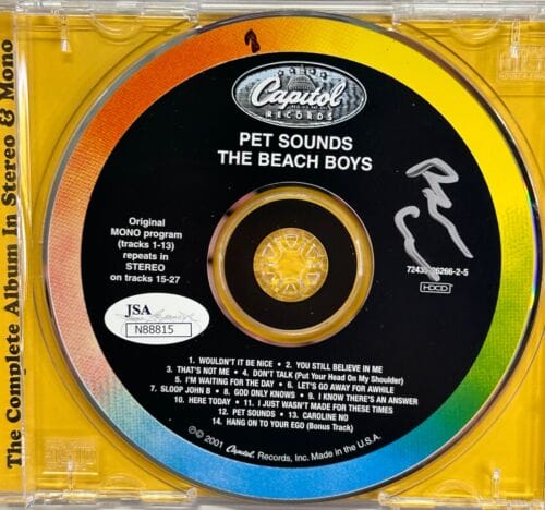 BRIAN WILSON SIGNED AUTOGRAPH CD “PET SOUNDS” JSA COA THE BEACH BOYS COLLECTIBLE MEMORABILIA