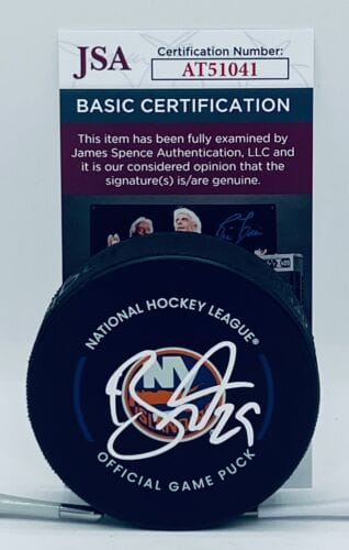 BROCK NELSON SIGNED NEW YORK ISLANDERS OFFICIAL GAME PUCK AUTOGRAPHED JSA COLLECTIBLE MEMORABILIA