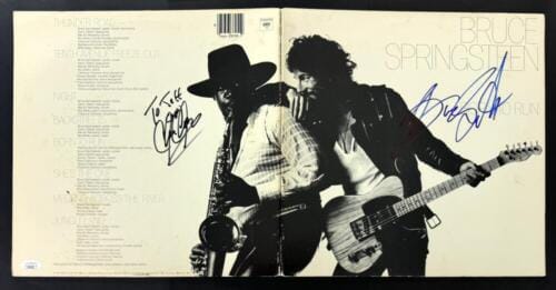 BRUCE SPRINGSTEEN CLARENCE CLEMONS SIGNED AUTOGRAPH ALBUM RECORD BORN TO RUN JSA COLLECTIBLE MEMORABILIA