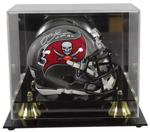 BUCCANEERS MIKE ALSTOTT AUTHENTIC SIGNED SPEED MINI HELMET W/ CASE BAS WITNESSED COLLECTIBLE MEMORABILIA