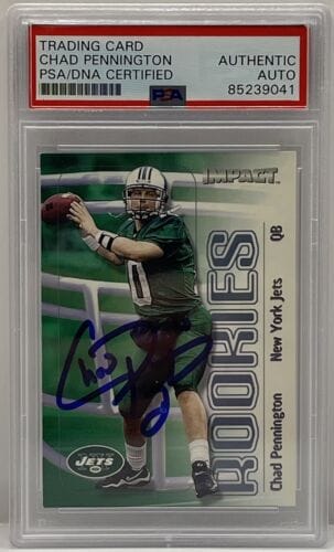 CHAD PENNINGTON SIGNED AUTO 2000 IMPACT ROOKIE CARD NEW YORK JETS PSA/DNA SLAB COLLECTIBLE MEMORABILIA