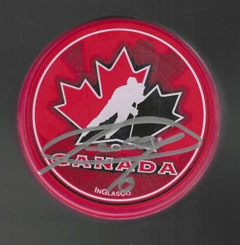 CHARLES HUDON SIGNED CANADA HOCKEY PUCK MONTREAL CANADIENS COLLECTIBLE MEMORABILIA