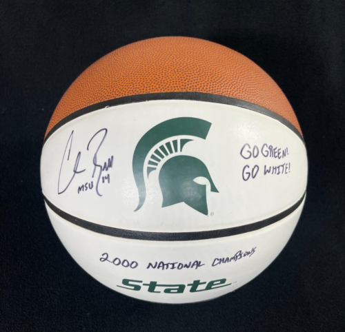 CHARLIE BELL SIGNED TRIPLE INSCRIBED MICHIGAN STATE SPARTANS BADEN BASKETBALL COLLECTIBLE MEMORABILIA