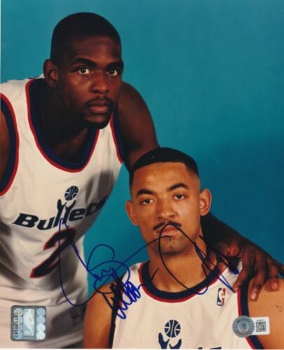 CHRIS WEBBER & JUWAN HOWARD (Bullets) Signed 8x10 PHOTO Beckett Auth ...