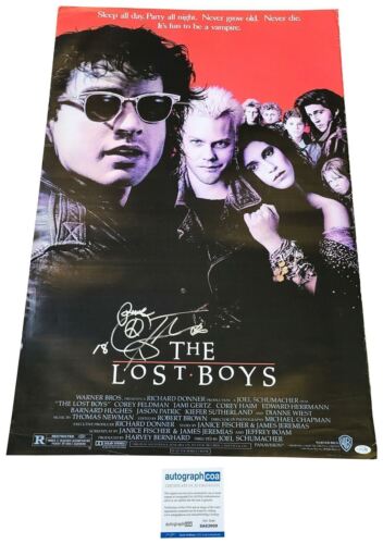 COREY FELDMAN AUTOGRAPHED “PEACE” 24×36 THE LOST BOYS MOVIE POSTER ACOA COLLECTIBLE MEMORABILIA