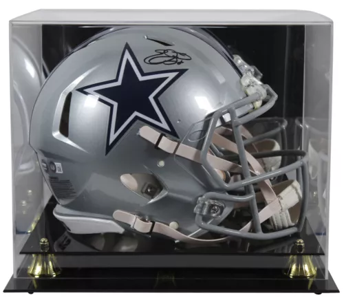 COWBOYS EMMITT SMITH SIGNED SILVER FULL SIZE SPEED PROLINE HELMET W/ CASE BAS W COLLECTIBLE MEMORABILIA