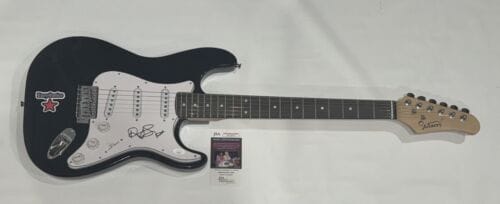 DAVE STEWART SIGNED BLACK ELECTRIC GUITAR EURYTHMICS JSA COA COLLECTIBLE MEMORABILIA