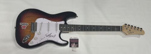 DAVE STEWART SIGNED SUNBURST ELECTRIC GUITAR EURYTHMICS JSA COA COLLECTIBLE MEMORABILIA