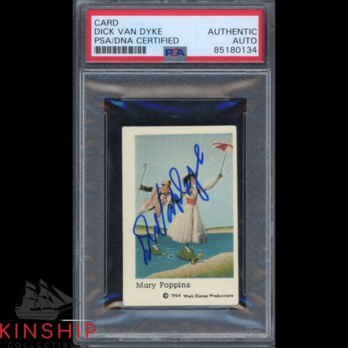 Dick Van Dyke signed 1964 Walt Disney Mary Poppins Card PSA DNA Slab Auto C2511