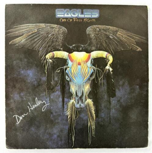 DON HENLEY EAGLES SIGNED AUTOGRAPH ALBUM VINYL RECORD LP ONE OF THESE NIGHTS JSA COLLECTIBLE MEMORABILIA