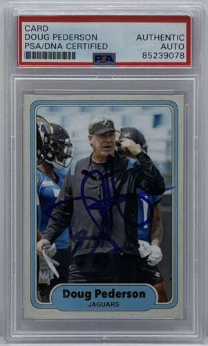 DOUG PEDERSON SIGNED AUTOGRAPHED JACKSONVILLE JAGUARS CUSTOM CARD PSA/DNA SLAB COLLECTIBLE MEMORABILIA