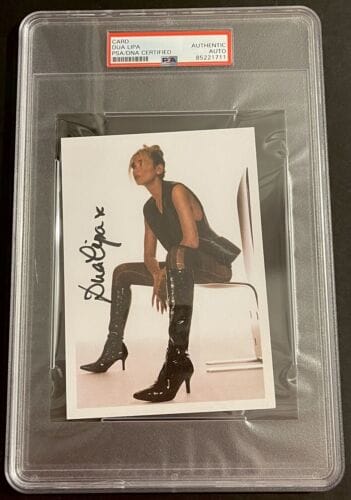 DUA LIPA AUTOGRAPHED SIGNED 4×6 FUTURE NOSTALGIA PSA/DNA AUTHENTIC SLABBED AUTO COLLECTIBLE MEMORABILIA