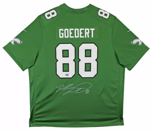 EAGLES DALLAS GOEDERT AUTHENTIC SIGNED KELLY GREEN NIKE GAME JERSEY FANATICS COLLECTIBLE MEMORABILIA