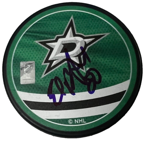 ED BELFOUR signed (DALLAS STARS) Retro Hockey puck BECKETT BAS BL63988