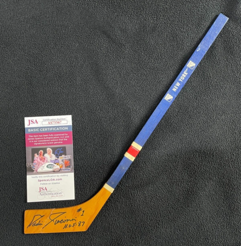 EDDIE GIACOMIN SIGNED NEW YORK RANGERS MINI HOCKEY STICK JSA COA COLLECTIBLE MEMORABILIA