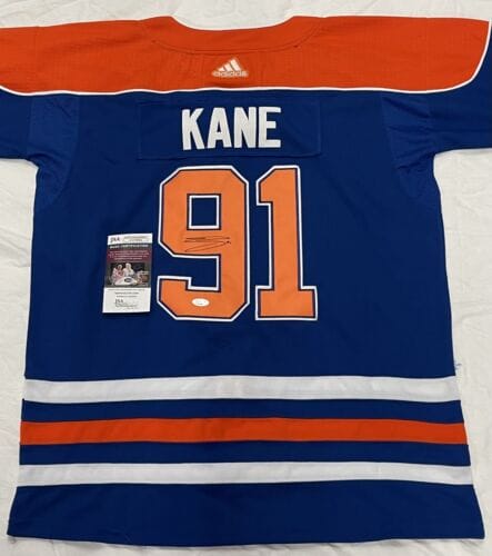 EVANDER KANE SIGNED AUTOGRAPHED EDMONTON OILERS JERSEY JSA COA STANLEY CUP COLLECTIBLE MEMORABILIA