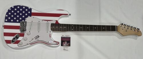 GARY CHERONE SIGNED USA FLAG ELECTRIC GUITAR VAN HALEN EXTREME JSA COA COLLECTIBLE MEMORABILIA