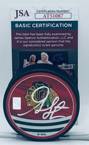 GARY SUTER SIGNED CHICAGO BLACKHAWKS REVERSE RETRO PUCK AUTOGRAPHED JSA COLLECTIBLE MEMORABILIA