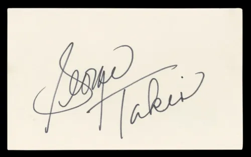 GEORGE TAKEI STAR TREK: THE ORIGINAL SERIES SIGNED 3×5 INDEX CARD BAS #BL96814 COLLECTIBLE MEMORABILIA